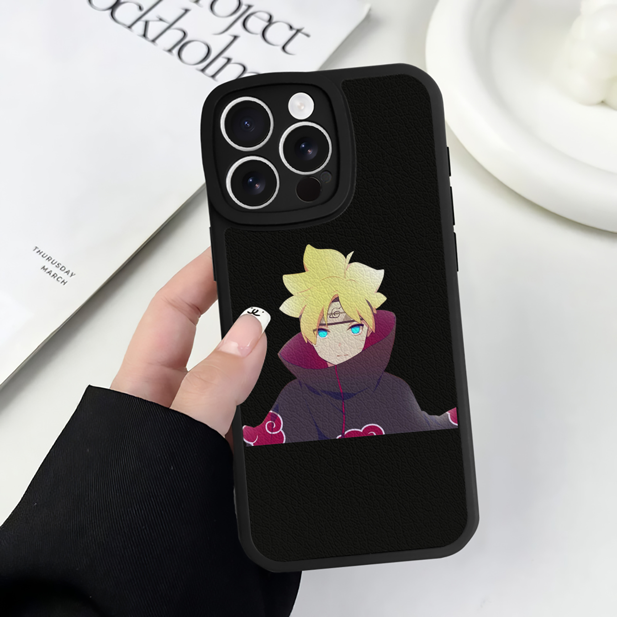 （画像用） NARUTO -ナルト- うずまき ボルト Uzumaki Boruto 【iPhone 16シリーズ対応】シリコンスマホケース（レザー調） 材質：シリコン